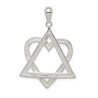 Sterling Silver Star of David Heart Pendant view 4