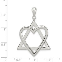 Sterling Silver Star of David Heart Pendant view 3