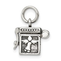 Sterling Silver Antiqued Angel Prayer Box Charm view 2