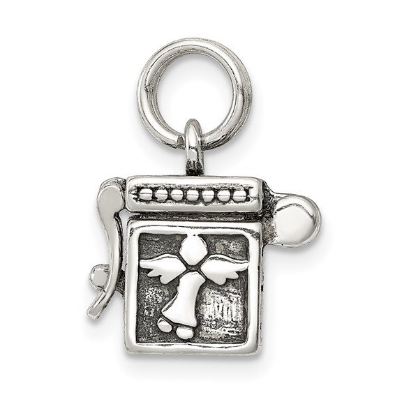 Sterling Silver Antiqued Angel Prayer Box Charm
