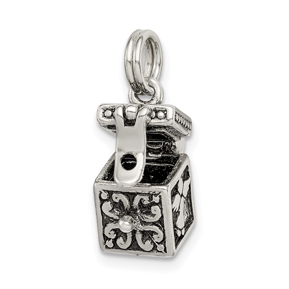 Sterling Silver Antiqued Angel Prayer Box Charm