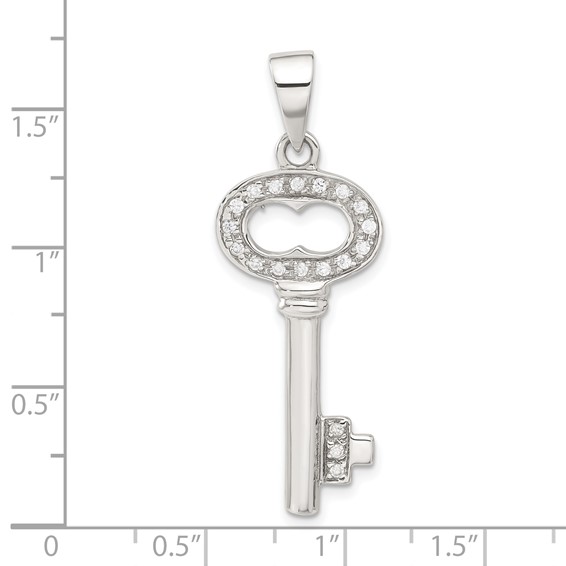 Sterling Silver CZ Key Pendant