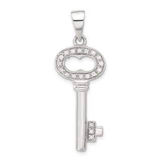 Sterling Silver CZ Key Pendant