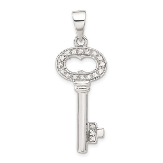 Sterling Silver CZ Key Pendant