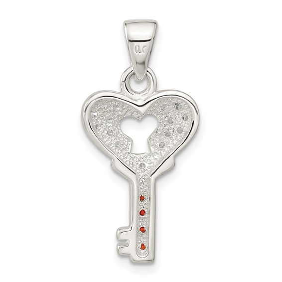 Sterling Silver CZ Key Pendant
