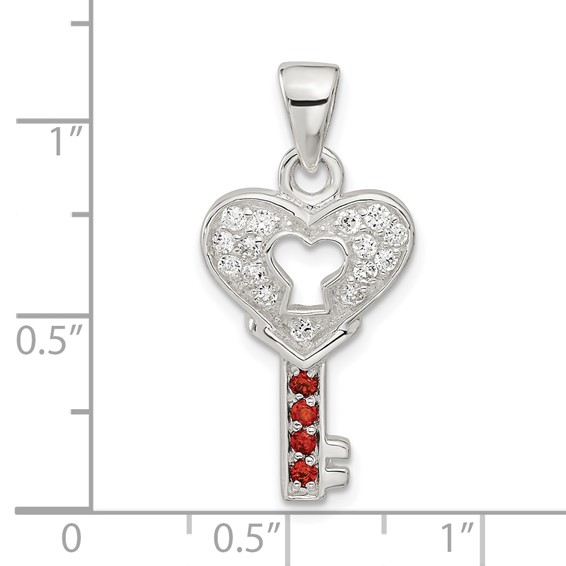 Sterling Silver CZ Key Pendant