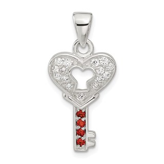 Sterling Silver CZ Key Pendant