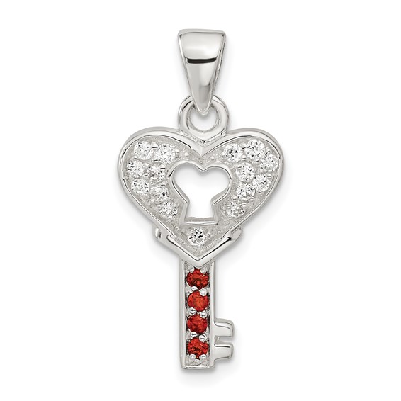 Sterling Silver CZ Key Pendant