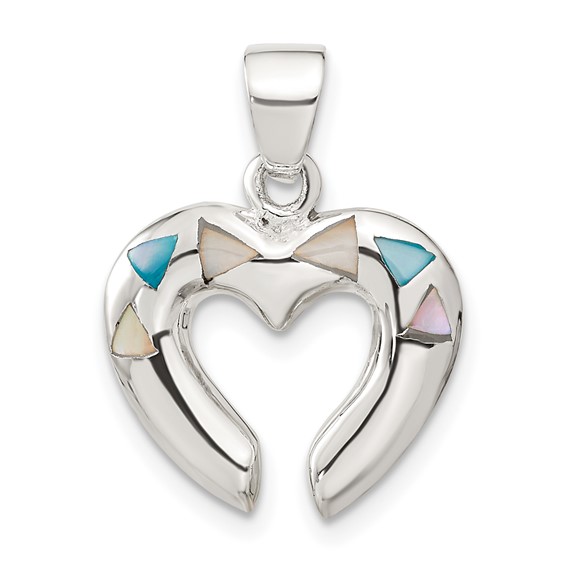 Sterling Silver Mother of Pearl Heart Pendant