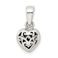 Sterling Silver Antique Puff Heart Charm view 4