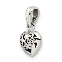 Sterling Silver Antique Puff Heart Charm view 5