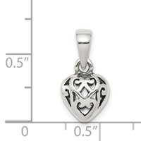 Sterling Silver Antique Puff Heart Charm view 3