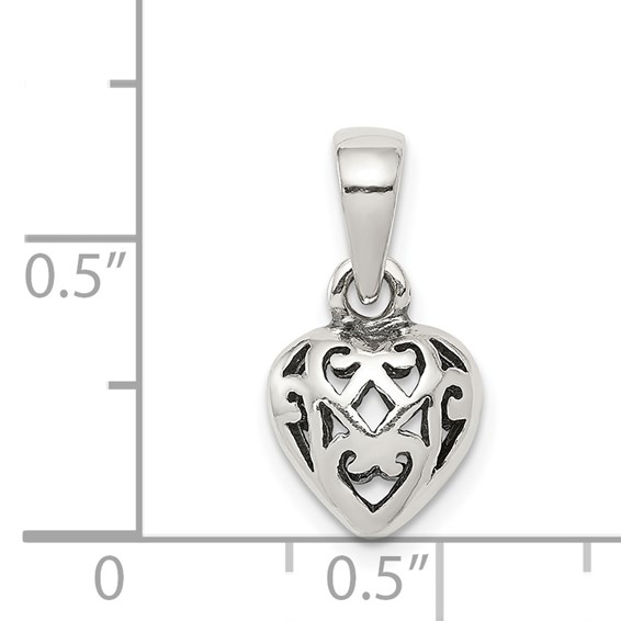 Sterling Silver Antique Puff Heart Charm