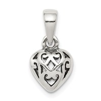 Sterling Silver Antique Puff Heart Charm view 1