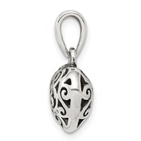Sterling Silver Antiqued Filigree Puffed Heart Pendant view 2