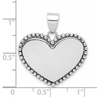 Sterling Silver Rhodium-plated Heart Pendant view 3