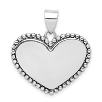 Sterling Silver Rhodium-plated Heart Pendant view 1