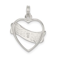Sterling Silver Polished Engravable 21mm Banner Heart Charm view 4