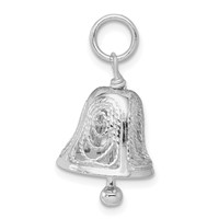 Sterling Silver Rhodium-plated Bell Charm view 2