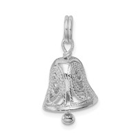 Sterling Silver Rhodium-plated Bell Charm view 4