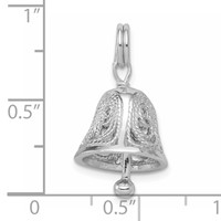 Sterling Silver Rhodium-plated Bell Charm view 3
