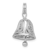 Sterling Silver Rhodium-plated Bell Charm view 1