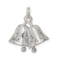 Sterling Silver Polished Filigree 3-D Movable Lightly Ringing Bells Charm view 4
