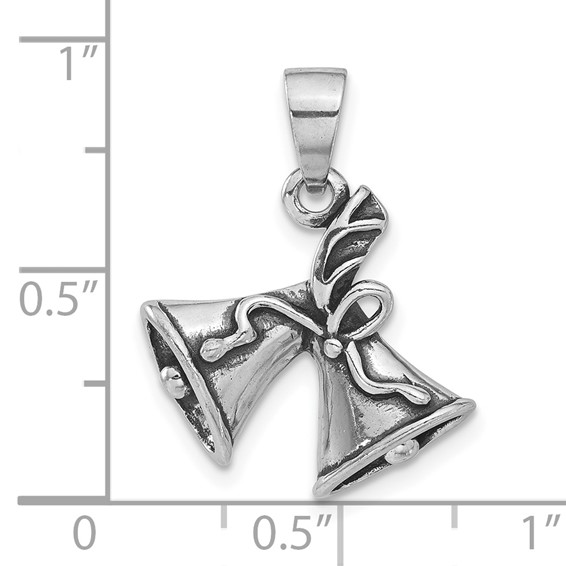 Sterling Silver Antiqued Bells Pendant