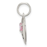 Sterling Silver Rhodium-plated Big Sis Pink CZ Heart Charm view 2