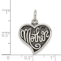 Sterling Silver Antique Mother Heart Charm view 3