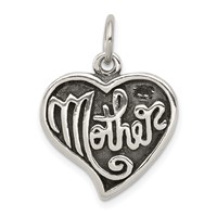Sterling Silver Antique Mother Heart Charm view 1