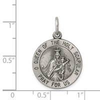 Sterling Silver Antiqued Queen of the Holy Scapular Medal view 3