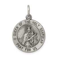 Sterling Silver Antiqued Queen of the Holy Scapular Medal view 1