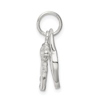 Sterling Silver Rhodium-plated Heart & Key Charm view 2
