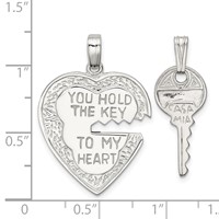 Sterling Silver Heart and Key Charms view 3