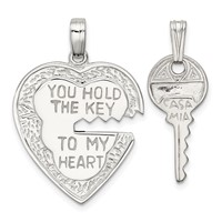 Sterling Silver Heart and Key Charms view 1
