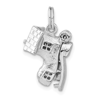 Sterling Silver 3-D Polished Moveable Nursury Rhyme Shoe Charm