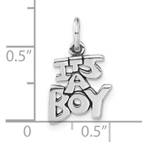Sterling Silver Polished & Antiqued It's a Boy Charm view 3