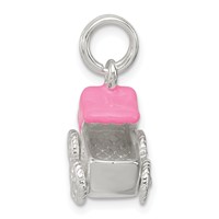 Sterling Silver Pink Baby Carriage Charm view 2