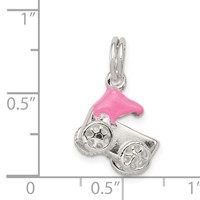 Sterling Silver Pink Baby Carriage Charm view 3