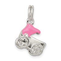Sterling Silver Pink Baby Carriage Charm view 1