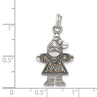 Sterling Silver Antiqued Girl Charm view 3
