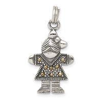 Sterling Silver Antiqued Girl Charm view 1