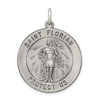 Sterling Silver Antiqued Saint Florian Medal view 1
