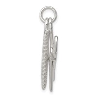 Sterling Silver Rhodium-plated Comb & Scissor Charm view 2
