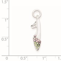Sterling Silver Pink & Green CZ High Heel Shoe Charm view 2