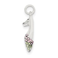 Sterling Silver Pink & Green CZ High Heel Shoe Charm view 1