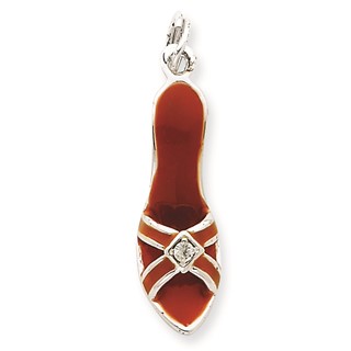 Sterling Silver Orange Enamaled Shoe Charm