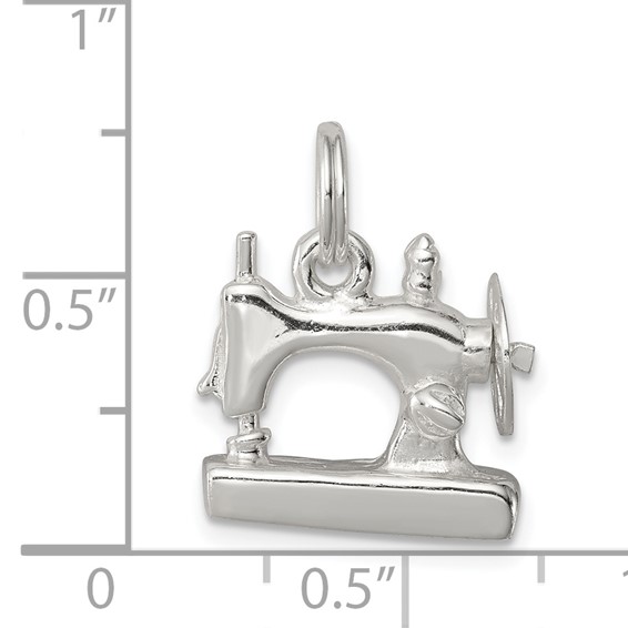 Sterling Silver Rhodium-plated Sewing Machine Charm
