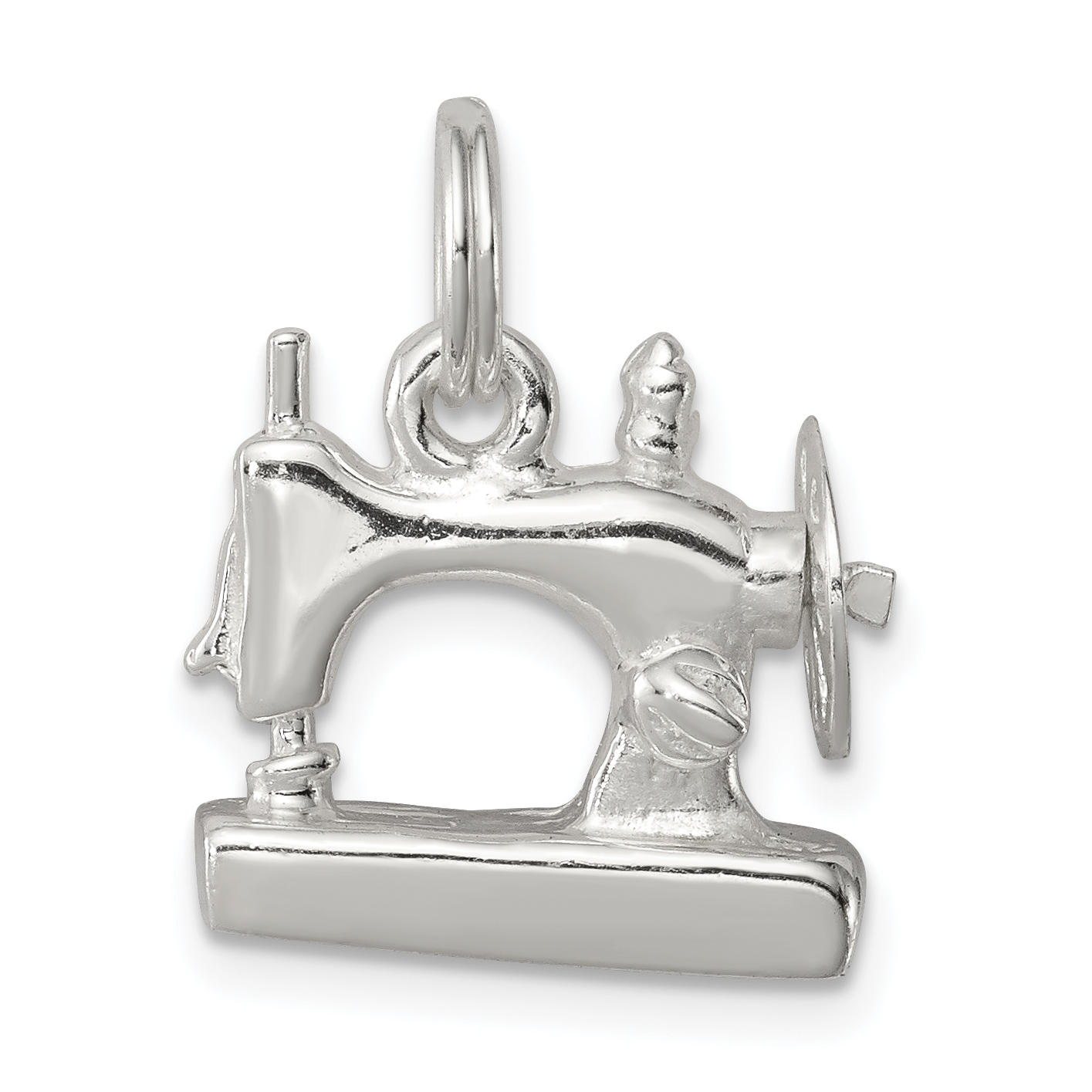 Sterling Silver Rhodium-plated Sewing Machine Charm (QC4680)